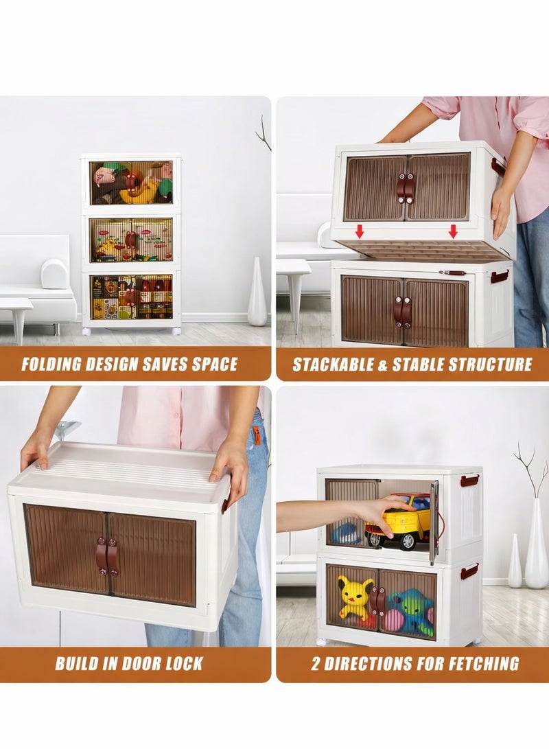 Toshonics 3-Tier Foldable Plastic Storage Cabinet: Versatile, Spacious, Stackable Organizer for Home & Office Storage Solutions - Image 4